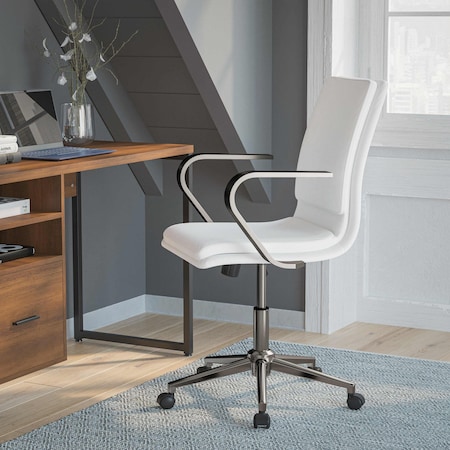 Flash Furniture White LeatherSoft Office Chair with Chrome Arms GO-21111B-WH-CHR-GG